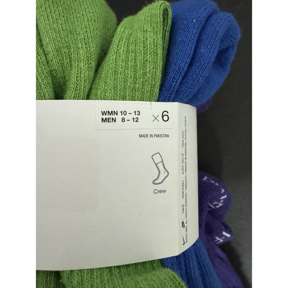 Nike Everyday Plus Cushioned Crew Socks Men's 8-12  Rainbow 6 Pairs SX6897-903 - Picture 3 of 4